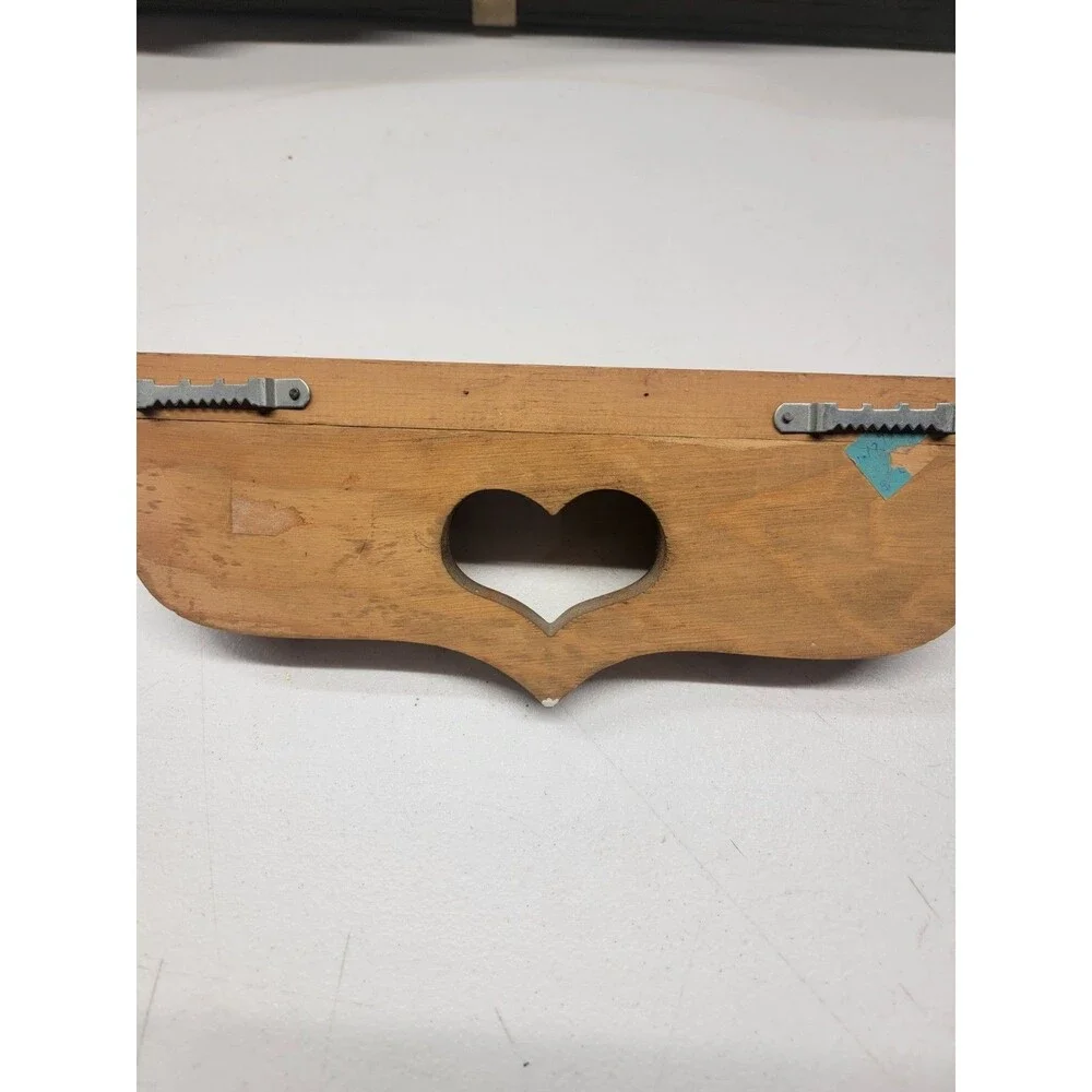 Handmade Wood Heart Cutout Wall Shelf  11”Long Small Shelf